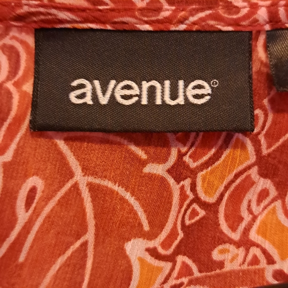 Avenue red floral tunic 100% polyester paisley pattern size woman's L 14/16 - Picture 3 of 6